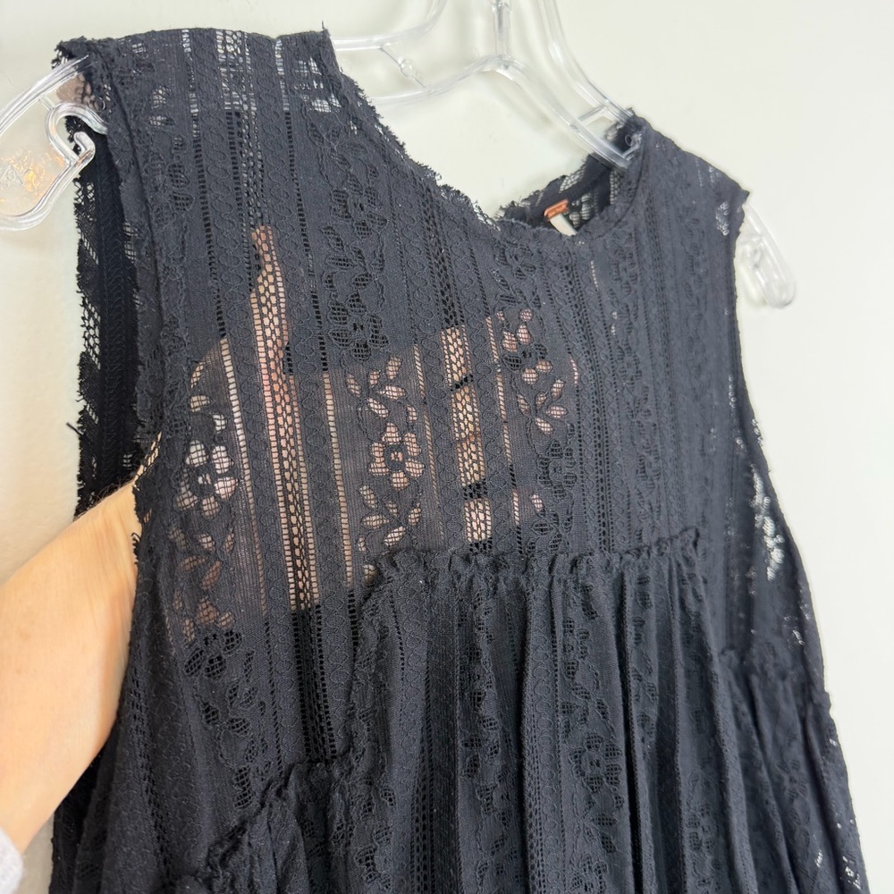 Free People Tu Es La Lace Babydoll Mini Dress in Black Size M - Picture 7 of 16
